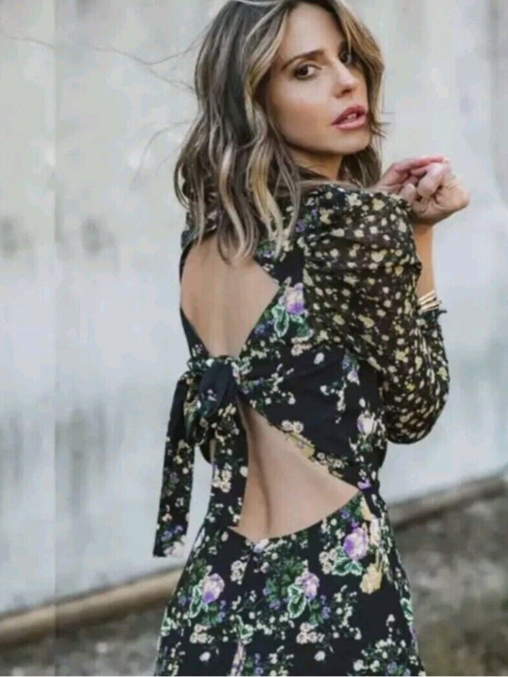For Love and Lemons Floral Ross Midi Ruffle Dress Medium - Picture 2 of 6